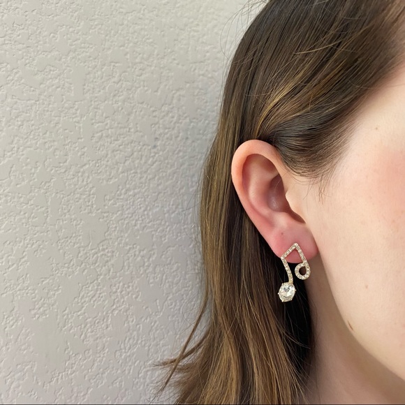 🎵💕Last one 💙Music Symbol Stud Earrings Rhinestone - Picture 2 of 13